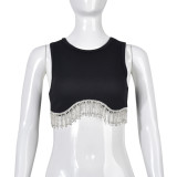 Sexy Tassel Diamond Short Tank Tops GBTF-6881