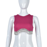 Sexy Tassel Diamond Short Tank Tops GBTF-6881