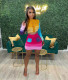 Casual Knits Color Contrast Long Sleeve Two Piece Skirt Set TR-1233