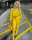 Letter Print Long Sleeve Crop Tops Pant Two Piece Set LSD-83159