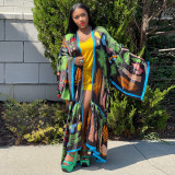 Casual Print Loose Long Cardigan Coat YF-10312
