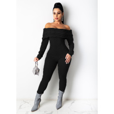 Knits Twist Striped Off Shoulder Sweater Jumpsuit GCNF-0202