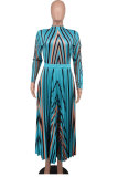 Print Long SLeeve Big Swing Dress XHXF-8655