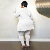 Plus Size Solid Color Casual Long Sleeve Pant Blazer Suit NNWF-7750
