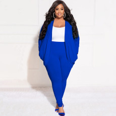 Plus Size Solid Color Cardigan And Bottoming Pants 2 Piece Pant NNWF-7757