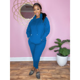 Fashion Solid Long Sleeve Casual Sports Two Piece Pant Set QXTF-8129
