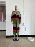 Color Contrast Knits Long Cardigan Coat TR-1231