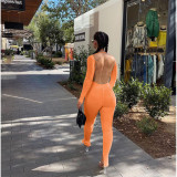 Solid Color Backless Hem Slit Jumpsuit ASL-6602