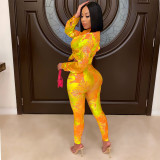 Tie Dye Print Shirt And Pencil Pant Two Piece Set QXTF-8821