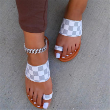 Casual Plaid Clip Toe Flat Slippers TWZX-010