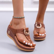 Beach Clip Toe Slope Heel Slippers TWZX-L209