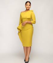 Fashion Irregular Solid Color Evening Dress YS-S835