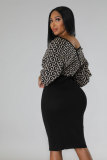 Sexy Print Big V Neck Mini Dress XHXF-337
