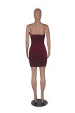 Velvet Feather Splicing Tube Tops Mini Dress MZ-S001
