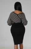 Sexy Print Big V Neck Mini Dress XHXF-337