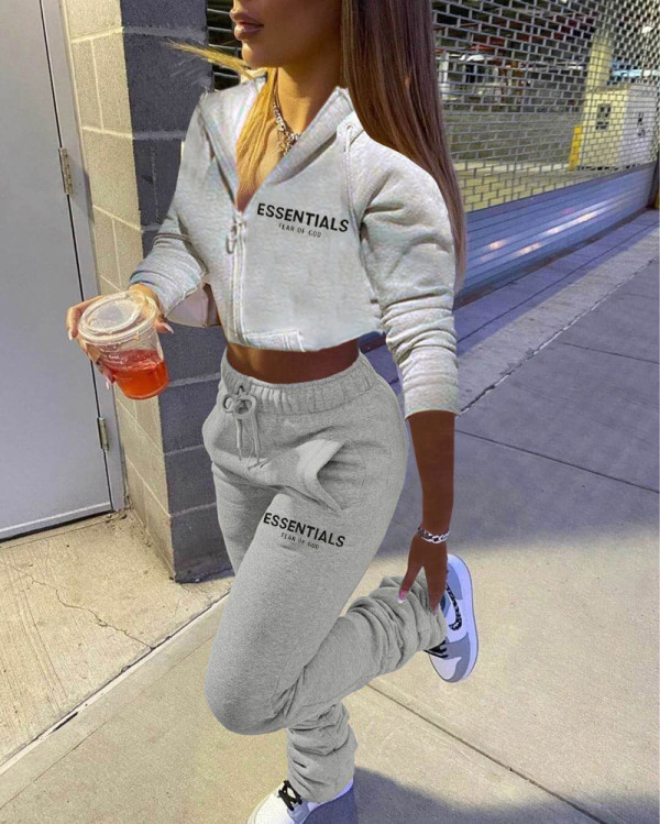 Casual Sport Long Sleeve Hooded Two Piece Pant Set XYF-9189