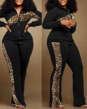 Plus Size Print Color Contrast Slim Two Piece Pant Set NY-2613