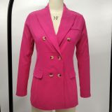 Solid Color Double-Breasted Slim Blazer Coat XMY-9395