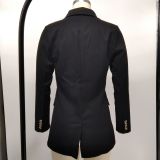 Solid Color Double-Breasted Slim Blazer Coat XMY-9395