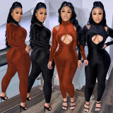 Casual Velvet Hollow Out Jumpsuit YD-1092