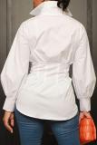Plus Size Solid Color Long Sleeve Lapel Shirt NY-10350