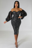 Sexy Tube Tops Sequin Bodycon Dress XHXF-339