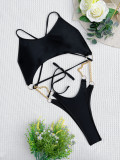 Sexy Chain Backless One Piece Swimsuit CASF-6504