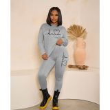 Fashion Print O Neck Two Piece Pants Set HGL-1985