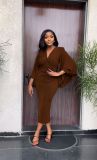 Bating Sleeves V Neck Bodycon Dress  GYLY-9962