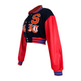 Fashion Letter Print Loose Short Baseball Jacket MDF-5348