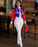 Fashion Letter Print Loose Short Baseball Jacket MDF-5348