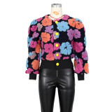 Floral Single-breasted Short Coat ZSD-0562