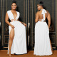 Fashion Solid Color Backless Maxi Dress BY-6206