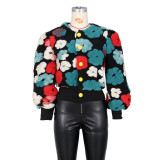 Floral Single-breasted Short Coat ZSD-0562