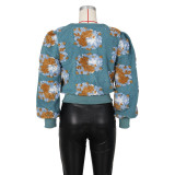 Floral Single-breasted Short Coat ZSD-0562