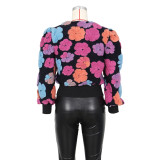 Floral Single-breasted Short Coat ZSD-0562