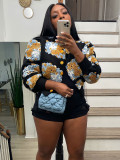 Floral Single-breasted Short Coat ZSD-0562