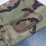 Camouflage Patchwork Straight-leg Jeans GBTF-9137