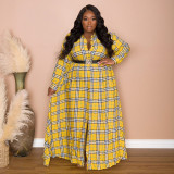 Plus Size Loose Print Shirt Dress (Without Belt)NNWF-3153