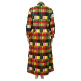 Plus Size Loose Print Shirt Dress (Without Belt)NNWF-3153