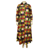 Plus Size Loose Print Shirt Dress (Without Belt)NNWF-3153