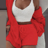 Plus Size Plush Pajamas Home Wear Casual Three  Piece Short Set GLYY-629
