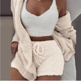 Plus Size Plush Pajamas Home Wear Casual Three  Piece Short Set GLYY-629