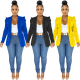 Solid Color Ruched Sleeve fashion Blazer BGN-0005