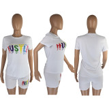 Casual Printed T Shirt And Shorts Two Piece Sets LM-8328