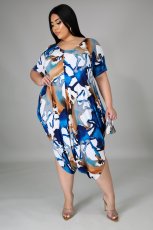 Plus Size Print Loose O Neck Jumpsuit GDYF-6996