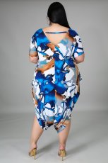 Plus Size Print Loose O Neck Jumpsuit GDYF-6996