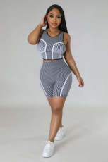 Casual Printed Tank Tops And Shorts Sport Suit MDF-5356