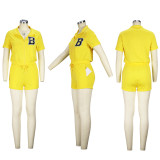 Fashion Sports Short Sleeve Zipper Top And Shorts Suit XHSY-19543