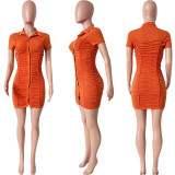 Fashion Sexy Single Breasted Ruched Mini Dress HMS-5553
